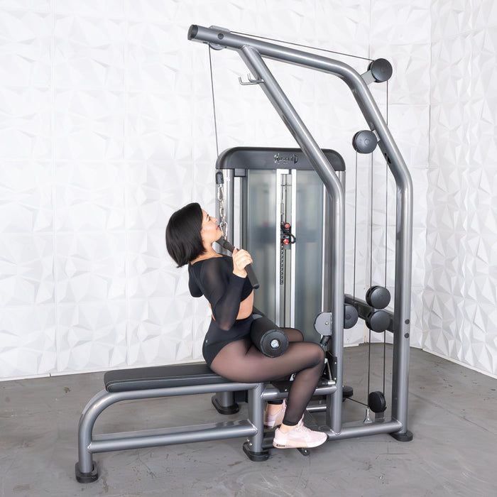 Muscle D Fitness Elite Plus Lat / Low Row - Commercial Seat - Pin Selectorized - Back Workout — adjustment mechanism