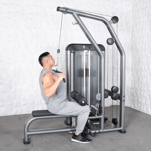 Muscle D Fitness Elite Plus Lat / Low Row - Commercial Seat - Pin Selectorized - Back Workout — front view