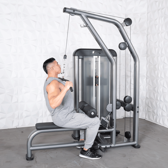 Muscle D Fitness Elite Plus Lat / Low Row - Commercial Seat - Pin Selectorized - Back Workout — front view