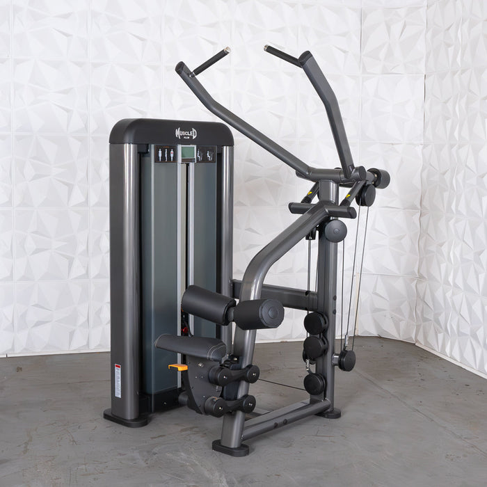 Muscle D Fitness Elite Plus Lat Pulldown - Commercial - Adjustable Seat - Pin Selectorized - Back Workout