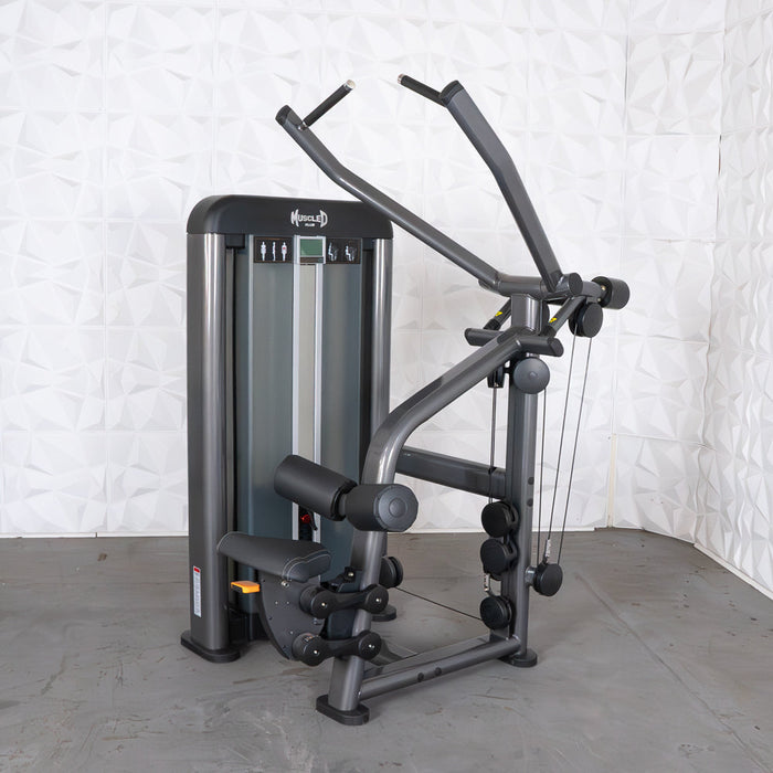Muscle D Fitness Elite Plus Lat Pulldown - Commercial - Adjustable Seat - Pin Selectorized - Back Workout