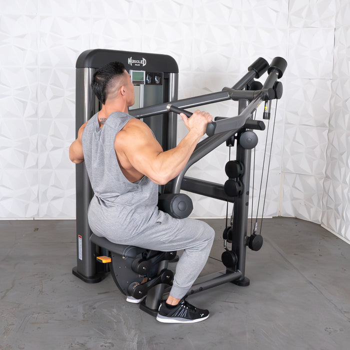 Muscle D Fitness Elite Plus Lat Pulldown - Commercial - Adjustable Seat - Pin Selectorized - Back Workout