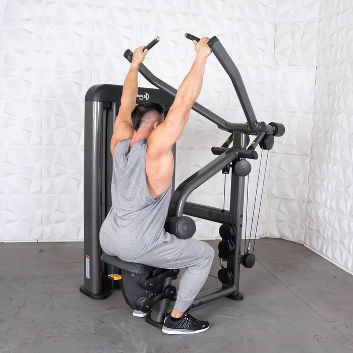 Muscle D Fitness Muscle D Fitness Elite Plus Lat Pulldown - Commercial - Adjustable Seat - Pin S... — grip and contact surface
