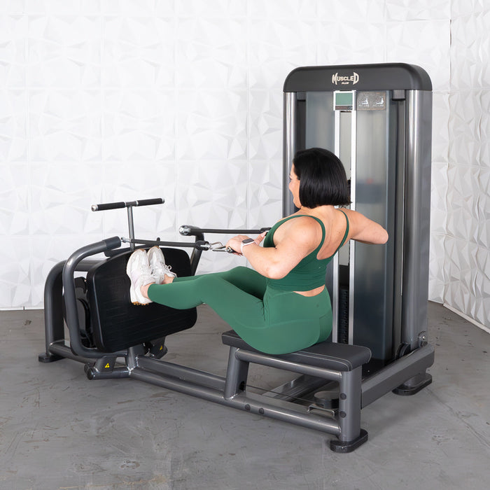 Muscle D Fitness Elite Plus Long Pull Row - Commercial Grade - Adjustable Seat - Pin Selectorized - Back Workout
