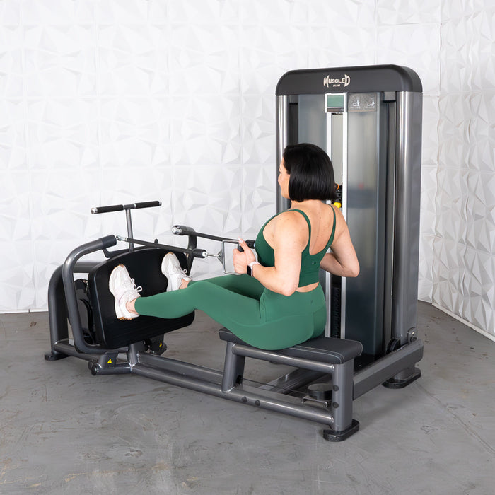Muscle D Fitness Elite Plus Long Pull Row - Commercial Grade - Adjustable Seat - Pin Selectorized - Back Workout