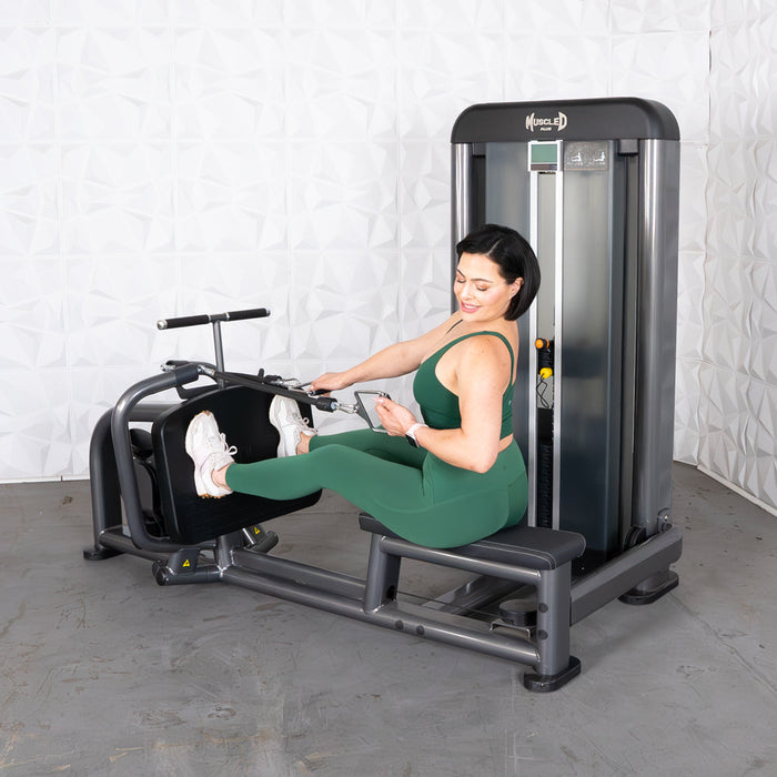 Muscle D Fitness Elite Plus Long Pull Row - Commercial Grade - Adjustable Seat - Pin Selectorized - Back Workout