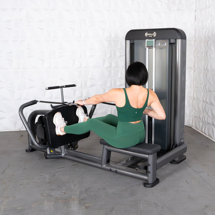 Muscle D Fitness Muscle D Fitness Elite Plus Long Pull Row - Commercial Grade - Adjustable Seat - Pin Se... — full setup angle