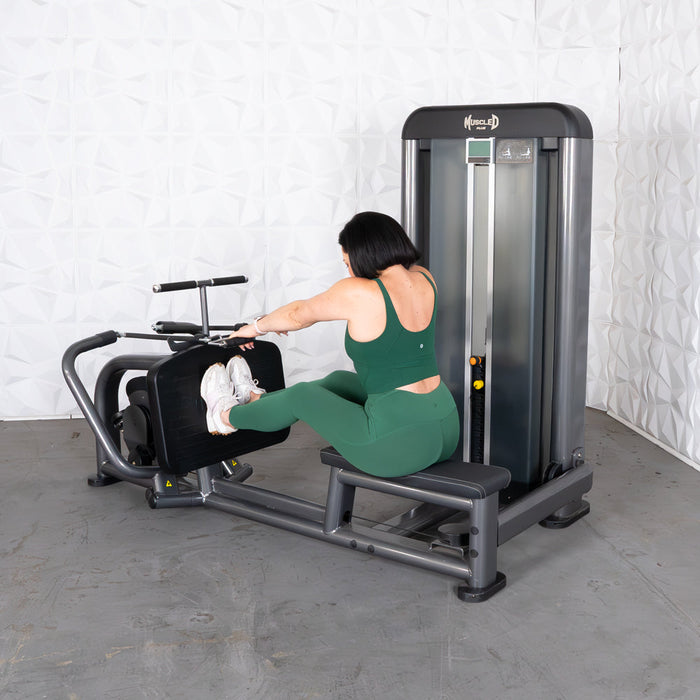 Muscle D Fitness Elite Plus Long Pull Row - Commercial Grade - Adjustable Seat - Pin Selectorized - Back Workout