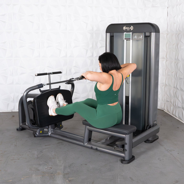 Muscle D Fitness Elite Plus Long Pull Row - Commercial Grade - Adjustable Seat - Pin Selectorized - Back Workout