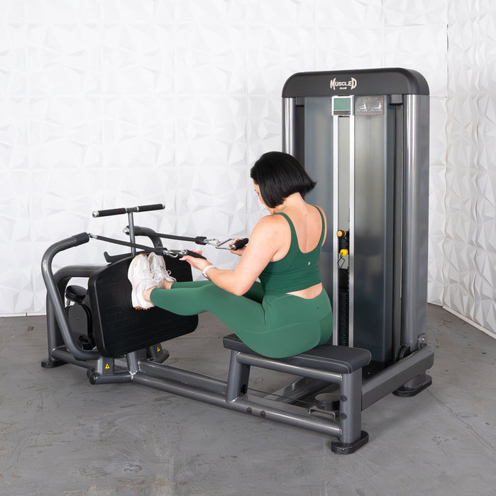 Muscle D Fitness Elite Plus Long Pull Row - Commercial Grade - Adjustable Seat - Pin Selectorized - Back Workout