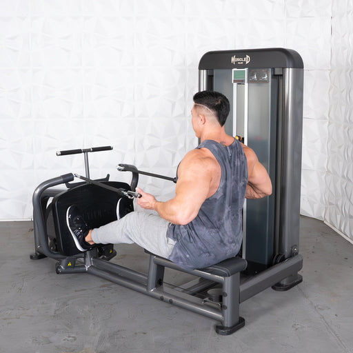 Muscle D Fitness Elite Plus Long Pull Row - Commercial Grade - Adjustable Seat - Pin Selectorized - Back Workout — front view