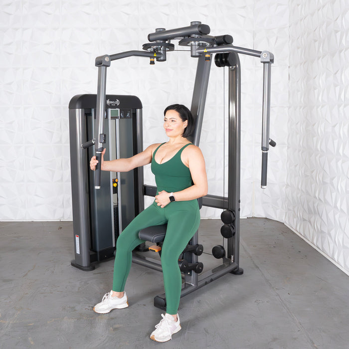 Muscle D Fitness Elite Plus Pec / Rear Delt - Commercial Grade - Adjustable Seat - Pin Selectorized - Combo Machine