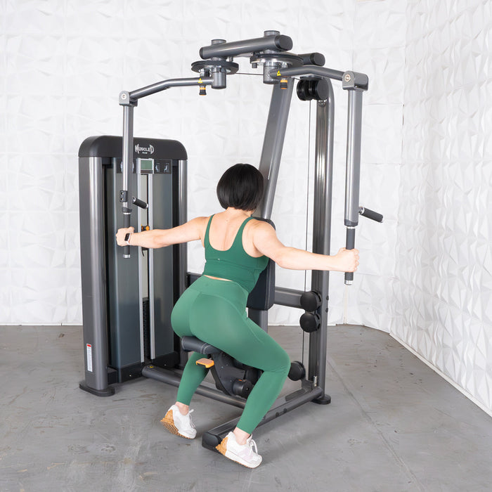 Muscle D Fitness Elite Plus Pec / Rear Delt - Commercial Grade - Adjustable Seat - Pin Selectorized - Combo Machine