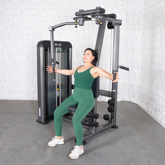 Muscle D Fitness Elite Plus Pec / Rear Delt - Commercial Grade - Adjustable Seat - Pin Selectorized - Combo Machine
