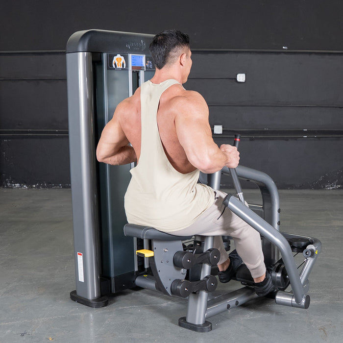 Muscle D Fitness Muscle D Fitness Elite Plus Seated Row - Commercial Grade - Adjustable Seat - Pin Selec... — full setup angle