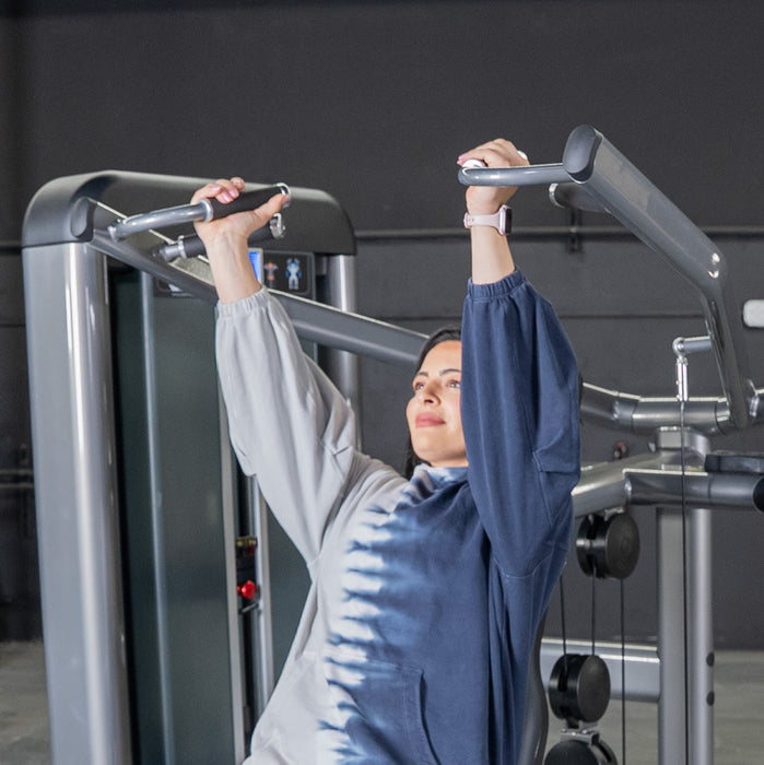 Muscle D Fitness Elite Plus Shoulder Press - Commercial Grade - Adjustable Seat - Pin Selectorized Traps Workout