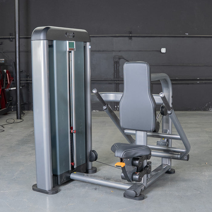 Muscle D Fitness Elite Plus Triceps Press - Commercial Grade - Adjustable Seat - Pin Selectorized — close-up detail