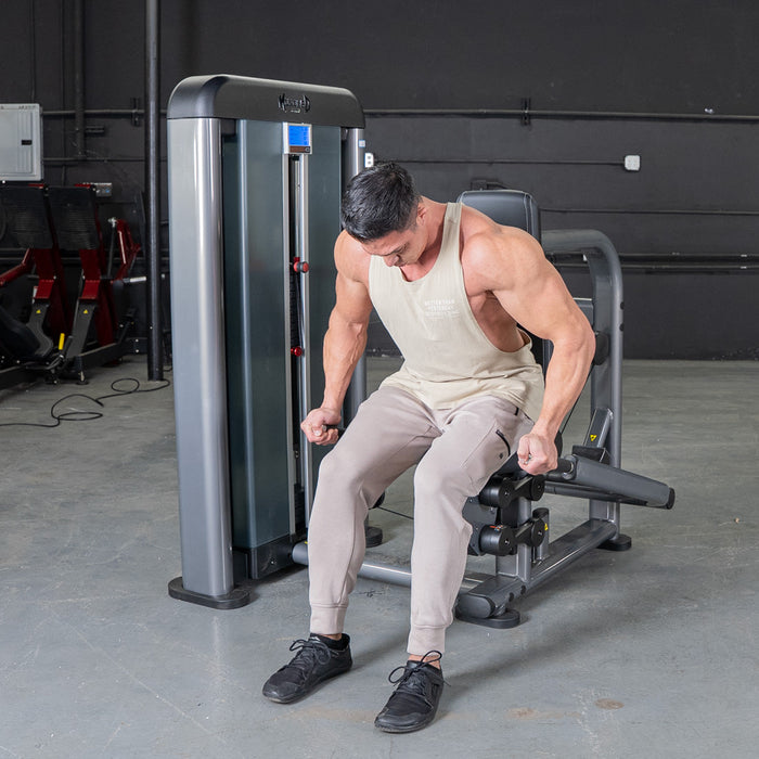 Muscle D Fitness Elite Plus Triceps Press - Commercial Grade - Adjustable Seat - Pin Selectorized