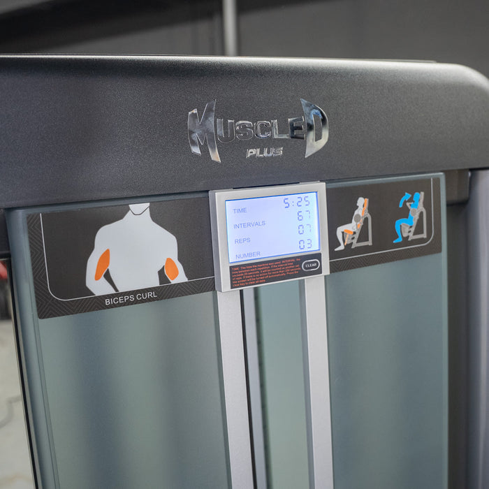 Muscle D Fitness Elite Plus Biceps Curl - Commercial Grade - Adjustable Seat - Pin Selectorized - Full Motion Arm Curl