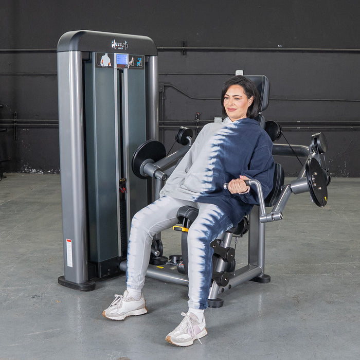 Muscle D Fitness Elite Plus Biceps Curl - Commercial Grade - Adjustable Seat - Pin Selectorized - Full Motion Arm Curl