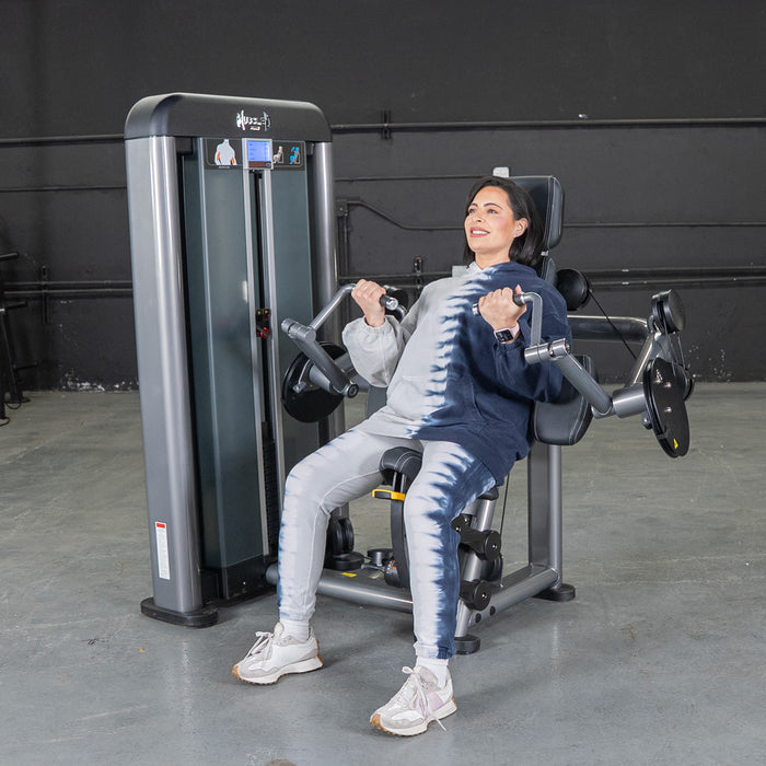 Muscle D Fitness Elite Plus Biceps Curl - Commercial Grade - Adjustable Seat - Pin Selectorized - Full Motion Arm Curl