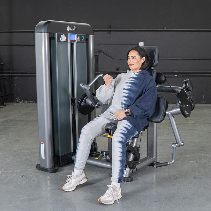 Muscle D Fitness Elite Plus Biceps Curl - Commercial Grade - Adjustable Seat - Pin Selectorized - Full Motion Arm Curl