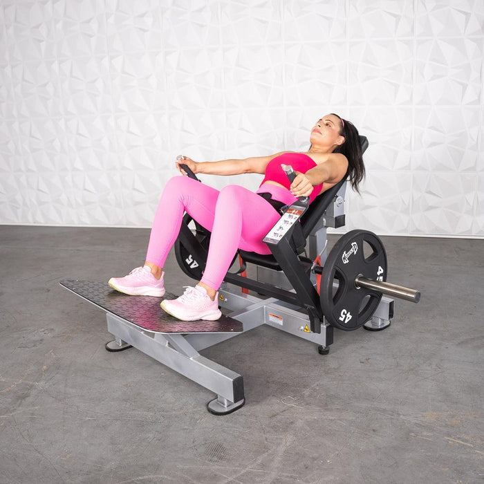 Muscle D Fitness Excel Base Plate Loaded Hip Thruster - Muscle D Fitness -  Leverage Glute Drive — in use demonstration