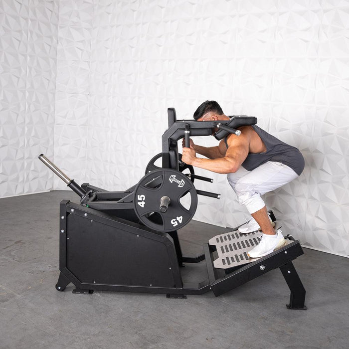 Muscle D Fitness Excel Glute Line Hack Squat / Front Squat - Muscle D Fitness - Plate Load Squat Machine - C... — side profile