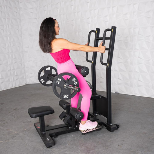 Muscle D Fitness Excel Standing Hip Thrust - Muscle D Fitness - Plate Load Extension - Band Compatible - Adjus... — front view