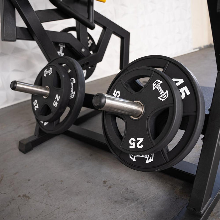 Excel Power Hack Squat - Muscle D Fitness - Plate Load Heavy Squat Machine - Weight Storage Pegs - Safety Stop