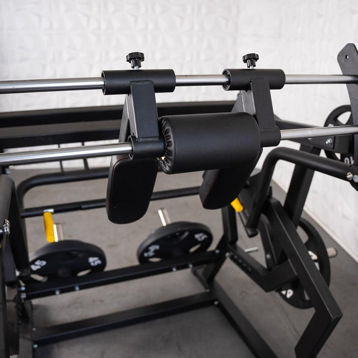 Excel Power Hack Squat - Muscle D Fitness - Plate Load Heavy Squat Machine - Weight Storage Pegs - Safety Stop