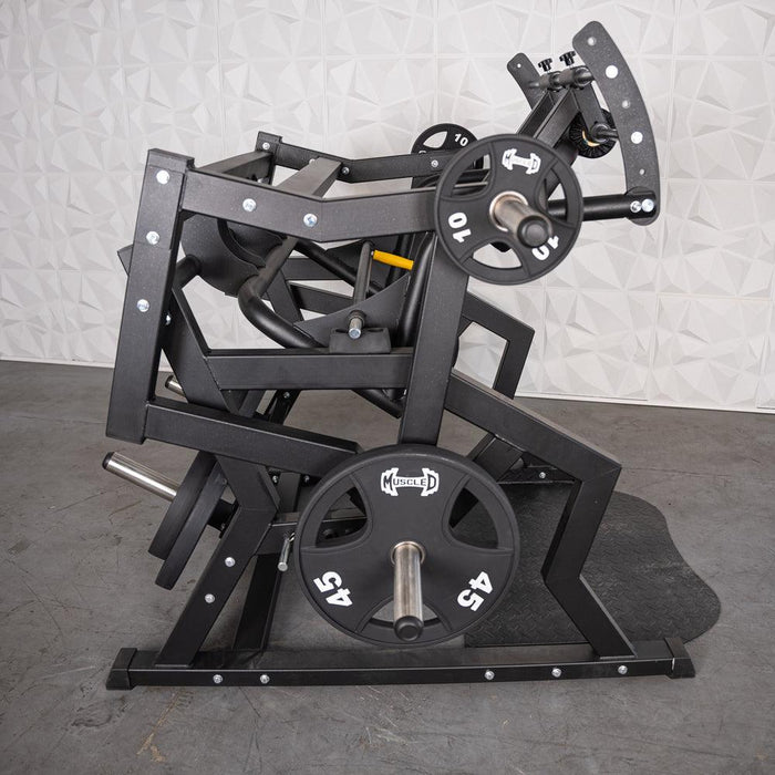 Excel Power Hack Squat - Muscle D Fitness - Plate Load Heavy Squat Machine - Weight Storage Pegs - Safety Stop