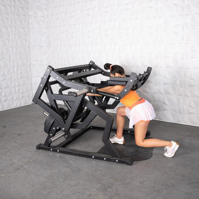 Excel Power Hack Squat - Muscle D Fitness - Plate Load Heavy Squat Machine - Weight Storage Pegs - Safety Stop