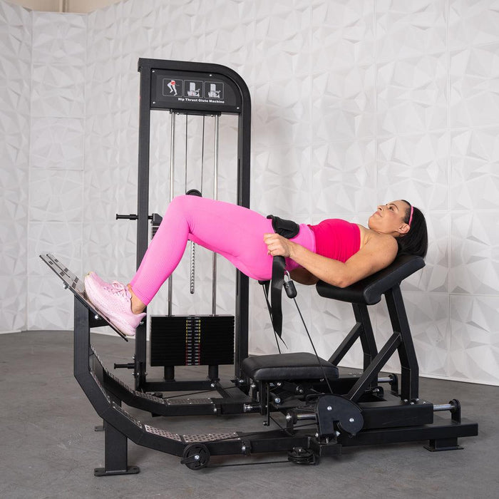 Muscle D Fitness Excel Selectorized Hip Thrust Glute -Selectorized Glute Drive - Band Compatable — adjustment mechanism