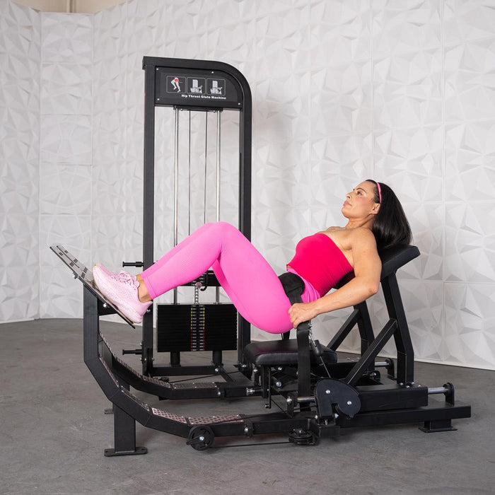 Muscle D Fitness Excel Selectorized Hip Thrust Glute -Selectorized Glute Drive - Band Compatable — full setup angle