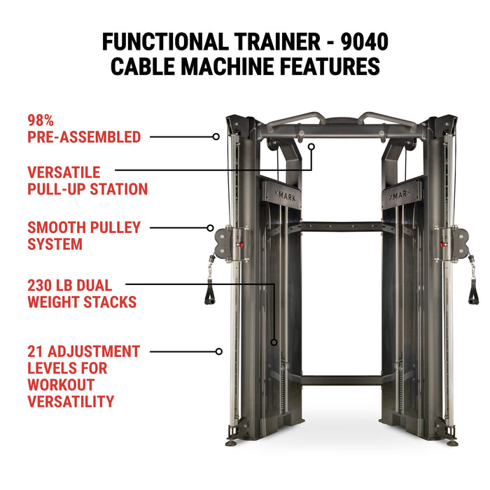XMARK Functional Trainer With Dual 230 lb Weight Stacks — in use demonstration