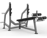 Muscle D Fitness Decline Bench - Olympic - Muscle D Fitness -  Padded Foot Rollers - Plate Storage — front view