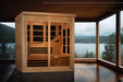 Golden Designs 6-person near zero EMF far infrared sauna room setting lifestyle view