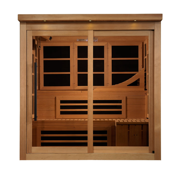 Golden Designs 6-person near zero EMF far infrared sauna side angle view
