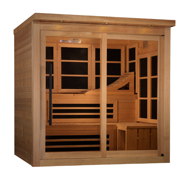 Golden Designs 6-person near zero EMF far infrared sauna front exterior view