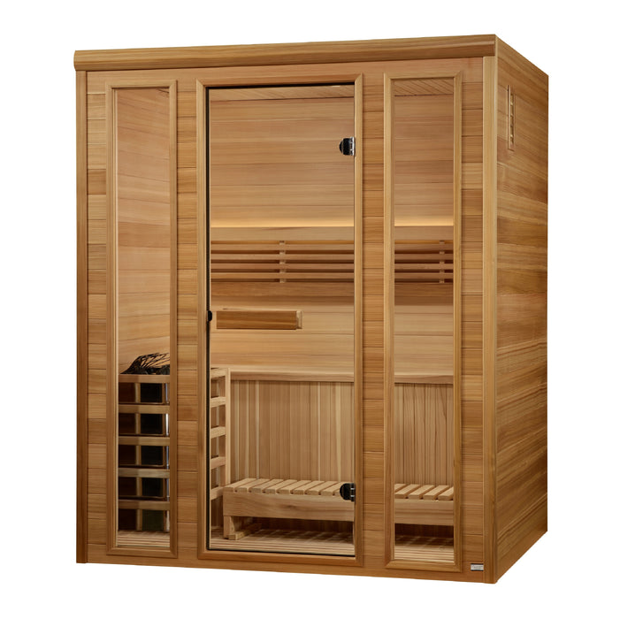 Golden Designs "Andermatt" 3 Person Traditional Steam Sauna Pacific Premium Clear Cedar GDI-7030-01 — side view