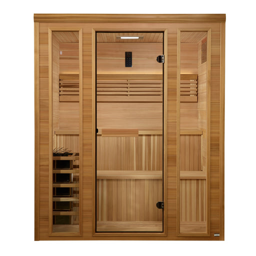 Golden Designs "Engelberg" 6 Person Traditional Steam Sauna Pacific Premium Clear Cedar GDI-7060-01 — angle view