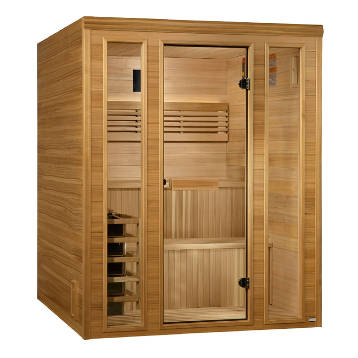 Golden Designs "Engelberg" 6 Person Traditional Steam Sauna Pacific Premium Clear Cedar GDI-7060-01 — front view