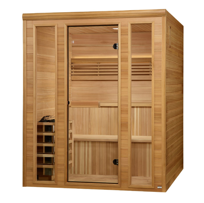 Golden Designs "Engelberg" 6 Person Traditional Steam Sauna Pacific Premium Clear Cedar GDI-7060-01 — side view