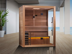 Golden Designs Hanko Edition 2 Person Indoor Traditional Steam Sauna, Canadian Red Cedar Interior - GDI-7202-01