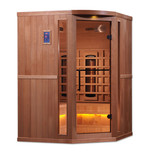 Golden Designs 3-Person Reserve Edition Corner Infrared Sauna With Himalayan Salt Bar - Gdi-8035-02