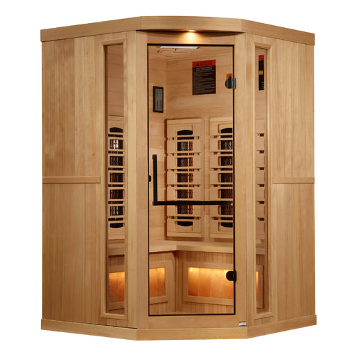 Golden Designs Reserve Edition 3-person full spectrum salt sauna GDI-8035-03 angled exterior view