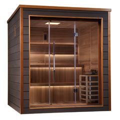 Golden Designs Bergen 6 Person Outdoor-Indoor Traditional Steam Sauna, Canadian Red Cedar Interior - GDI-8206-01