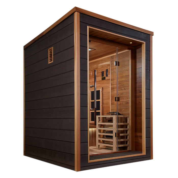 Golden Designs Nora 2 Person Outdoor-Indoor Puretech Hybrid Full Spectrum Sauna Canadian Red Cedar