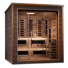 Golden Designs Karlstad 6 Person Outdoor-Indoor PureTech Hybrid Full Spectrum Sauna, Canadian Red Cedar Interior - GDI-8226-01